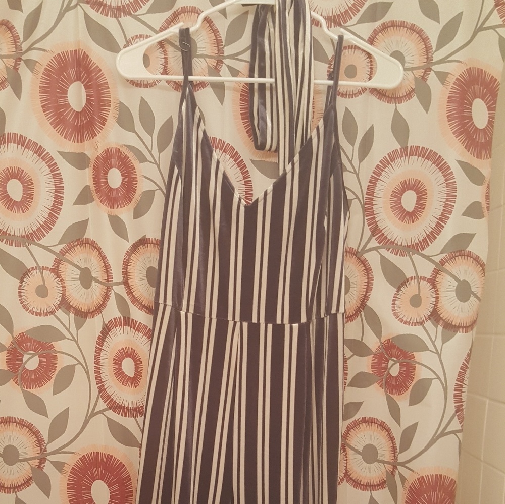 Forever 21+Blue and Cream Wide leg Jumpsuit w/belt